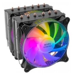 Mars Gaming MCPU-XT Negro Disipador CPU Doble Torre Refrigeración 6 Heatpipes HCT TDP 300W 2 Ventila
