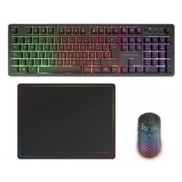 Pack Gaming Mars Gaming MCPWX/ Teclado Inalámbrico + Ratón Inalámbrico + Alfombrilla Español Negro