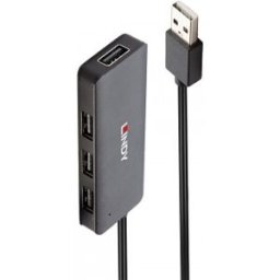 Lindy 42986 hub de interfaz USB 2.0 480 Mbit/s Negro