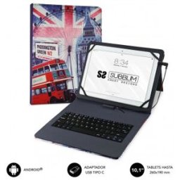 Subblim Funda con Teclado Micro USB - USB C KEYTAB USB 10,1" England