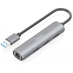 Aisens USB3.0 Dock USB-A A Ethernet Gigabit + Hub 3xUSB-A, Gris, 15cm