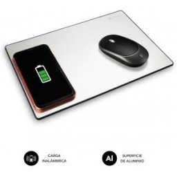 Subblim Alfombrilla con cargador Inalámbrico Mousepad Wireless Charger Aluminum Silver 10W