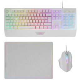 Pack Gaming Mars Gaming MCP124 - Teclado H-MECH + Ratón Óptico + Alfombrilla - Blanco