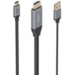Aisens Cable Conversor Aluminio HDMI V2.0 A USB-C 4K@60HZ, HDMI/M+USB-A/M-USB-C/M, Negro, 1.8m