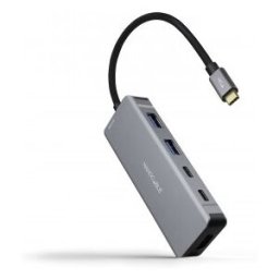 Nanocable HUB USB-C 6 en 1, Conversor USB-C 3.2 GEN1 5G a 2 x USB-A + 2 x USB-C + HDMI + USB-C PD 10