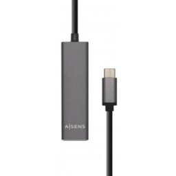Aisens Hub USB 3.1 USB-C, USB-C/M - 4 x Tipo A/H, Gris, 15 cm