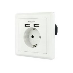 Nanocable - Base Enchufe Pared +2Usb - (10.35.0010)