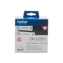 Brother DK-22251 Cinta continua de papel térmico con impresión a negro y rojo (blanca). Anchura: 62
