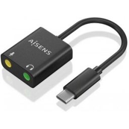 Aisens Conversor USB-C a Audio 48KHz, USB-C/M-2xJack 3.5/H, Negro, 10 cm