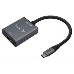 Aisens Conversor Aluminio USB-C A HDMI 4K@30Hz, USB-C/M-HDMI/H, Gris, 15cm