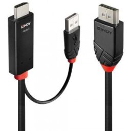 Lindy 41500 adaptador de cable de vídeo 3 m HDMI + USB Type-A DisplayPort Negro