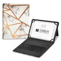 Subblim Funda con Teclado Keytab Pro BT Trendy Marmol Blanco