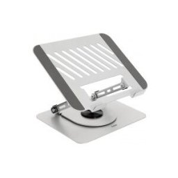 TooQ Soporte Elevador con rotación 360° y ajustable, para dispositivos de 11”-17”, Color Plata