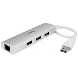 StarTech.com Hub Concentrador de 3 Puertos USB 3.0 con Adaptador de Red Ethernet Gigabit