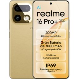 Samsung Teléfono móvil Realme 16 Pro Plus 5G 12Ram 512Gb Dorado