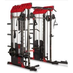 Multiestación de musculación RACK Power Smith BH Fitness. Incluye doble polea regulable con carga de discos y barra guiada para ejercicios de maquina Smith (discos no incluidos)