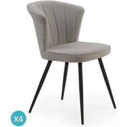 Pack de 4 sillas tapizadas color capuchino patas metálicas negras