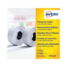 Etiqueta avery ondulada blanca permanente 26x16 mm para etiquetadora pl21/18 caja de 10 rollos de 1200 unidades