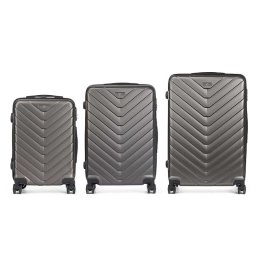 Dam Set De 3 Maletas Trolley De Abs, Ligeras Y Resistentes. Diseño Escamas. 49x76x30 Cm. Color: Gris Oscuro