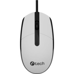 Ratón C-Tech WM-10W cable USB 1200 DPI negro y blanco con scroll