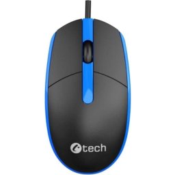 Ratón C-Tech WM-10B cable USB 1200 DPI azul y negro con scroll