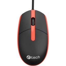 Ratón C-Tech WM-10R cable USB 1200 DPI rojo y negro con scroll