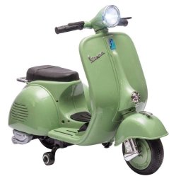 Moto eléctrica infantil Aiyaplay Vespa Licencia Oficial Ruedines Desmontables Verde