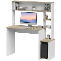 Mesa de escritorio con estantes Homcom moderna 114x45x138 cm blanco y natural