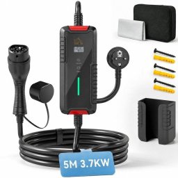 Cable de carga coche eléctrico Homcom Tipo 2 3,7 kW 5 m 6-16A Temporizador Negro