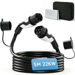 Cable de carga coche eléctrico Homcom trifásico 22 kW Tipo 2 5 m Modo 3 IP65