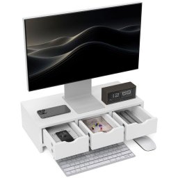 Homcom Soporte Monitor Escritorio 51x24x13 cm Hasta 24" Max 11Kg Blanco