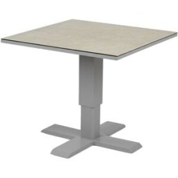 Edenjardin Mesa Auxiliar exterior de Aluminio, Color Gris, 80x80x48,5cm
