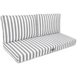 Deco Arts Cojines para sofá jardín 120x60cm - rayas gris claro