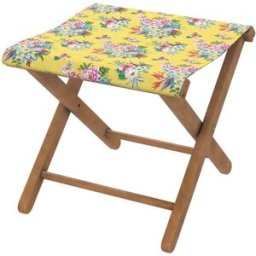 Vent de Bohème Taburete plegable de eucalipto con tela outdoor diseño floral amarillo