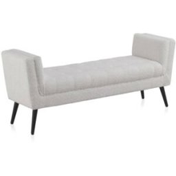 GEESE HOME Banqueta tapizada blanca con patas madera negras