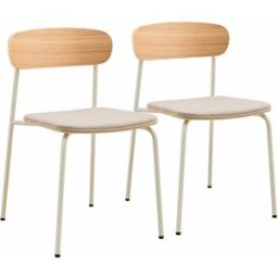Oviala Conjunto de 2 sillas apilables de madera beige