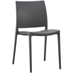CLP Silla de jardín apilable en plástico gris oscuro