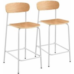 Oviala Lote de 2 sillas altas de metal y madera, blanco