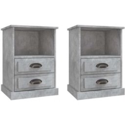 Maison Chic Juego de 2 mesitas de noche madera gris hormigón 43x36x60 cm