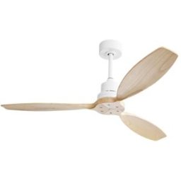 Urban Cocon Ventilador de techo madera y blanco, 132 cm, motor dc, sin luz