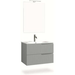 AQA DESIGN Mueble de baño de 4 piezas en mdf gris mate