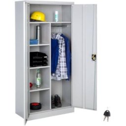 Tectake Armario acero, cierre seguridad, 6 compartimientos, 180x80x40cm, gris