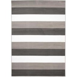 Tapiso Alfombra para niño gris blanco antracita rayas 200x300cm