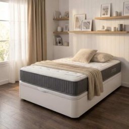 BEZEN Pack canapé madera blanco + colchón mandala 150x190 cm
