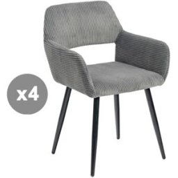 Meubles Cosy Conjunto de 4 sillas de comedor acolchadas patas de metal estilo gris
