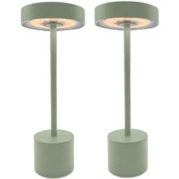 LUMISKY Juego de 2 lámparas de mesa inalámbricas verde h30cm