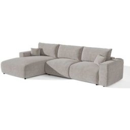 Premium Interiors Esquina izquierda sofá cama con arcón 5 plazas tejido bouclette gris