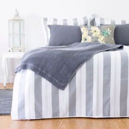 Casa da Laura Funda nórdica rayas 100% algodón gris cama 135/150 cm (240 x 220 cm