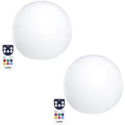 LUMISKY Juego de 2 bolas luminosas inalámbricas blanco d30cm