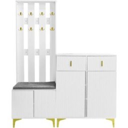 Urban Meuble Conjunto de guardarropa y zapatero con banco y cojines